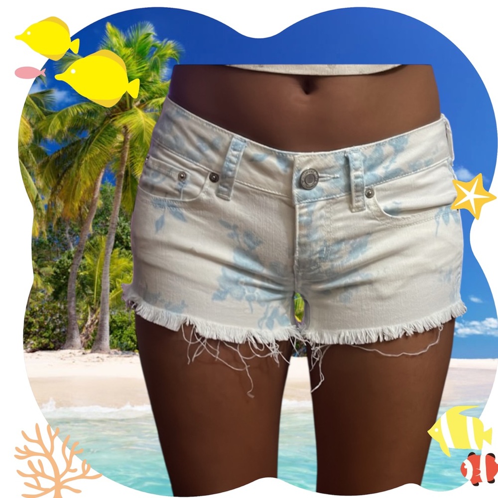 American eagle floral print denim shorts size 0